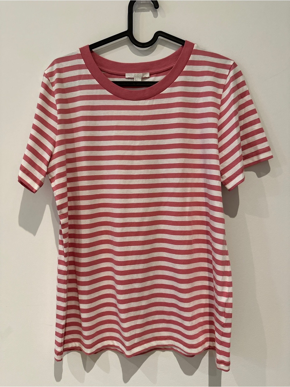 COS Pink and White Striped Short Sleeve Top